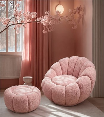 Potter Açık Pembe Teddy Döner Ayaklı Berjer