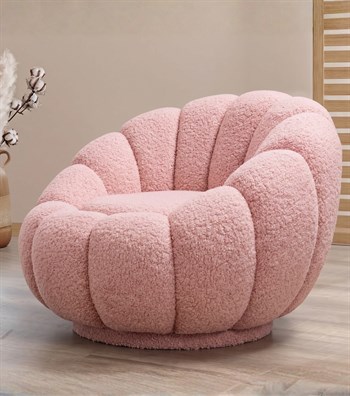 Potter Açık Pembe Teddy Döner Ayaklı Berjer ve Puf Takım