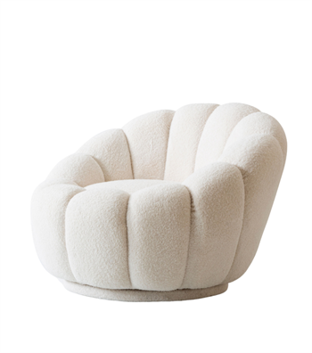 Potter Quilted Swivel Teddy Armcahir Beige