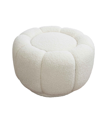 Potter Quilted Swivel Teddy Armcahir and Pouf Set Beige