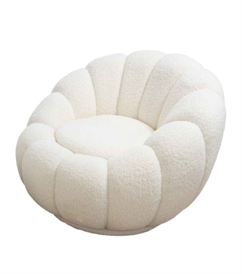 Potter Quilted Swivel Teddy Armcahir and Pouf Set Beige
