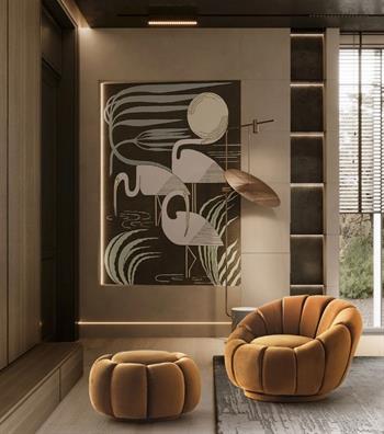 Potter Swivel Armchair and Ottoman Set 1013