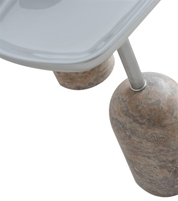 Rufolo Gri Mermer Ayak 3lü Yan Sehpa Takımı Ahşap Lake Silver