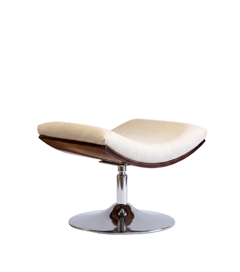 Sorrento Swivel Metal Leg Solid Wood Walnut Armchair Pouf Set White
