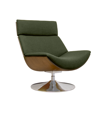 Sorrento Swivel Metal Leg Solid Wood Walnut Armchair Green