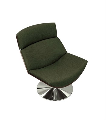 Sorrento Swivel Armchair and Ottoman Set Metal Legs Solid Wood Dark Oak Green