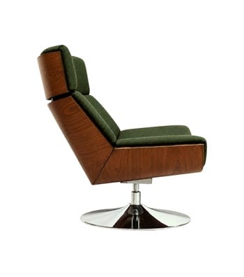 Sorrento Swivel Metal Leg Solid Wood Walnut Armchair Green