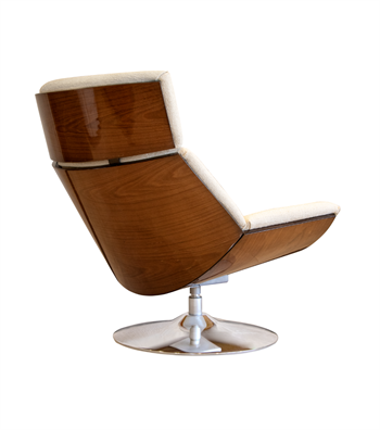 Sorrento Swivel Metal Leg Solid Wood Walnut Armchair White