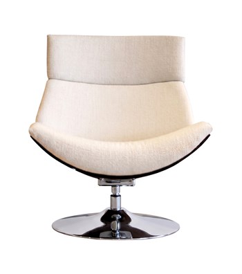 Sorrento Swivel Metal Leg Solid Wood Walnut Armchair White