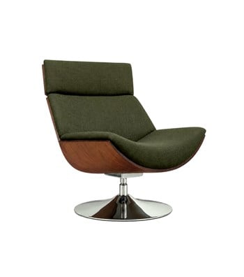 Sorrento Swivel Metal Leg Solid Wood Walnut Armchair Green