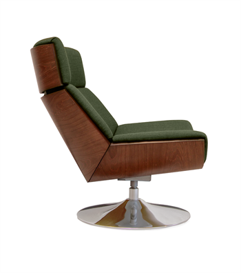 Sorrento Swivel Metal Leg Solid Wood Walnut Armchair Green