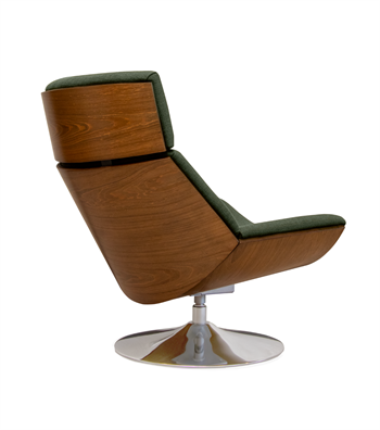 Sorrento Swivel Metal Leg Solid Wood Walnut Armchair Green