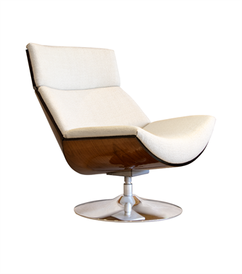 Sorrento Swivel Metal Leg Solid Wood Walnut Armchair White