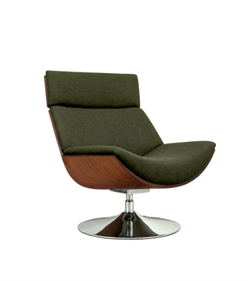Sorrento Swivel Metal Leg Solid Wood Walnut Armchair Green
