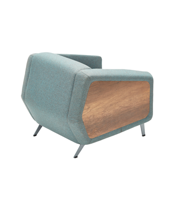 Sovza Metal Ayak Ahşap Detay Mavi Berjer