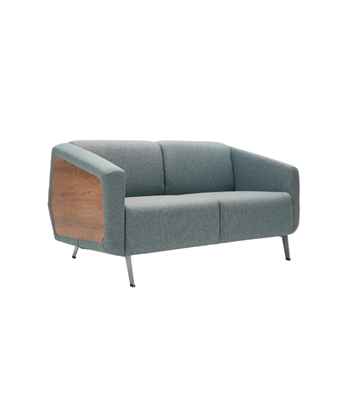 Sovza Metal Leg Wooden Detail Blue Double Sofa