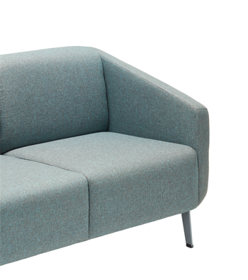 Sovza Metal Leg Wooden Detail Blue Double Sofa