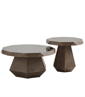 Talmont Ahşap Cam Detay İkili Orta Sehpa Takımı Kum