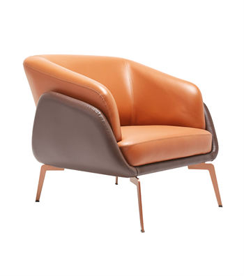 Tilda Rose Metal Ayak Berjer Deri Kahverengi Devetüyü