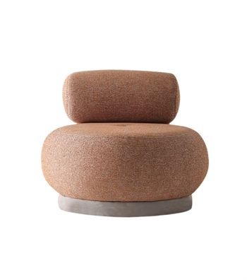 Tumanna Beige Armchair with Cylindrical Swivel Base