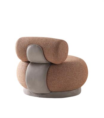 Tumanna Beige Armchair with Cylindrical Swivel Base