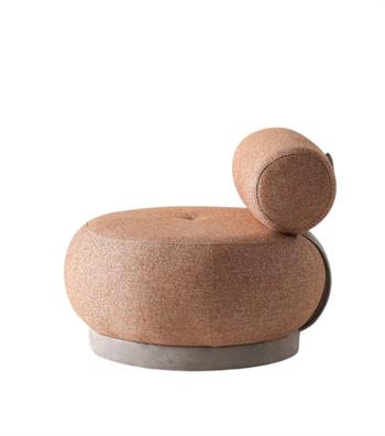 Tumanna Beige Armchair with Cylindrical Swivel Base