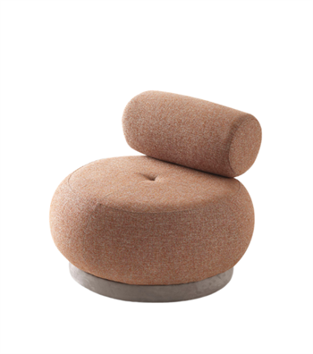 Tumanna Beige Armchair with Cylindrical Swivel Base