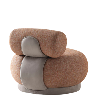 Tumanna Beige Armchair with Cylindrical Swivel Base