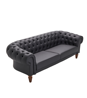 Vivaldi Chester Sofa Black Leather