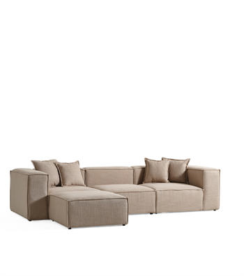 Volye Comfort Corner Sofa Woven Linen Dark Beige 1003
