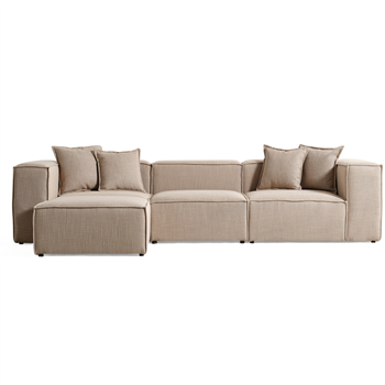 Volye Comfort Corner Sofa Woven Linen Dark Beige 1003