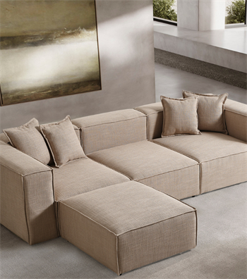 Volye Comfort Corner Sofa Woven Linen Dark Beige 1003