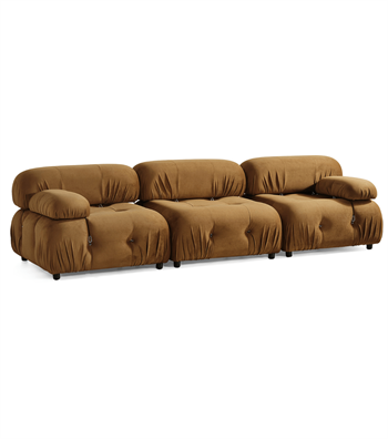 Voyage Quilted Triple Sofa Velvet 1080