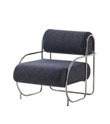 Warhol Stainless Steel Armchair and Ottoman Set Blue