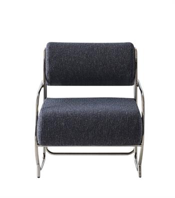 Warhol Stainless Steel Armchair and Ottoman Set Blue