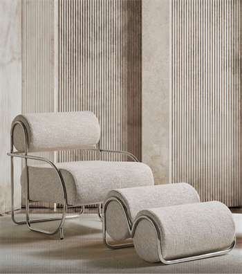 Warhol Armchair and Ottoman Stainless Steel Legs