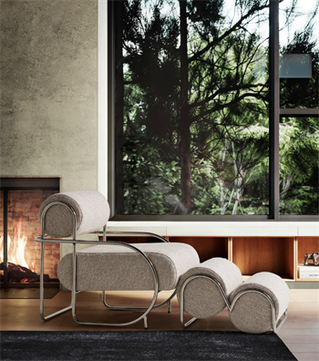 Warhol Armchair and Ottoman Stainless Steel Legs