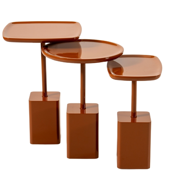 Zermatt Ahşap Üçlü Yan Sehpa Takımı Lake Kiremit 