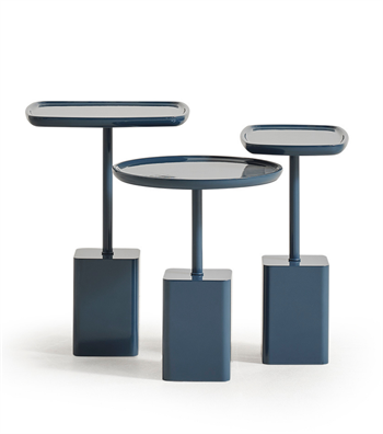 Zermatt Ahşap Üçlü Yan Sehpa Takımı Lake Mavi