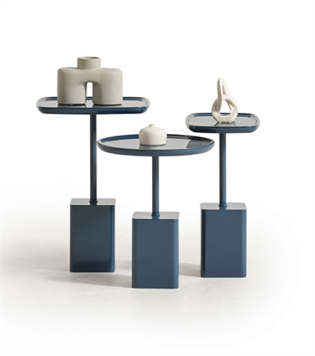 Zermatt Ahşap Üçlü Yan Sehpa Takımı Lake Mavi