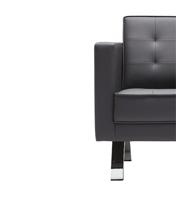 Zirum Metal Ayak Kapitone Deri Siyah Berjer