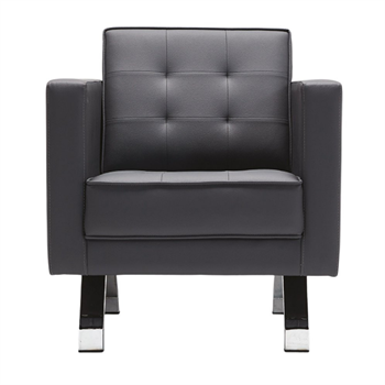 Zirum Metal Ayak Kapitone Deri Siyah Berjer