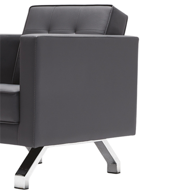 Zirum Metal Ayak Kapitone Deri Siyah Berjer