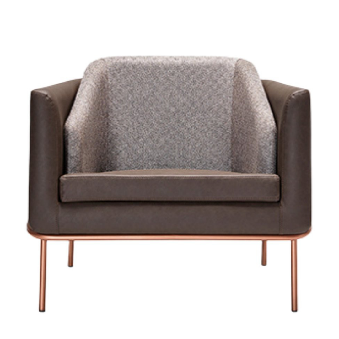 Anton Rose Metal Ayak Deri Detay Kahverengi Berjer