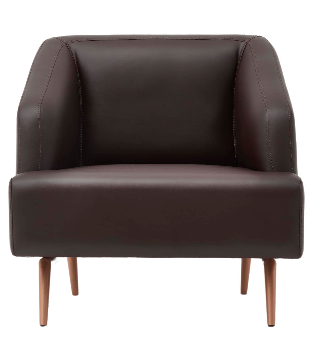 Calzoni Metal Leg Black Leather Armchair