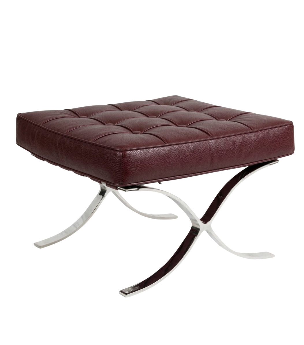 Litrus Krom Ayak Deri Puf Bordo