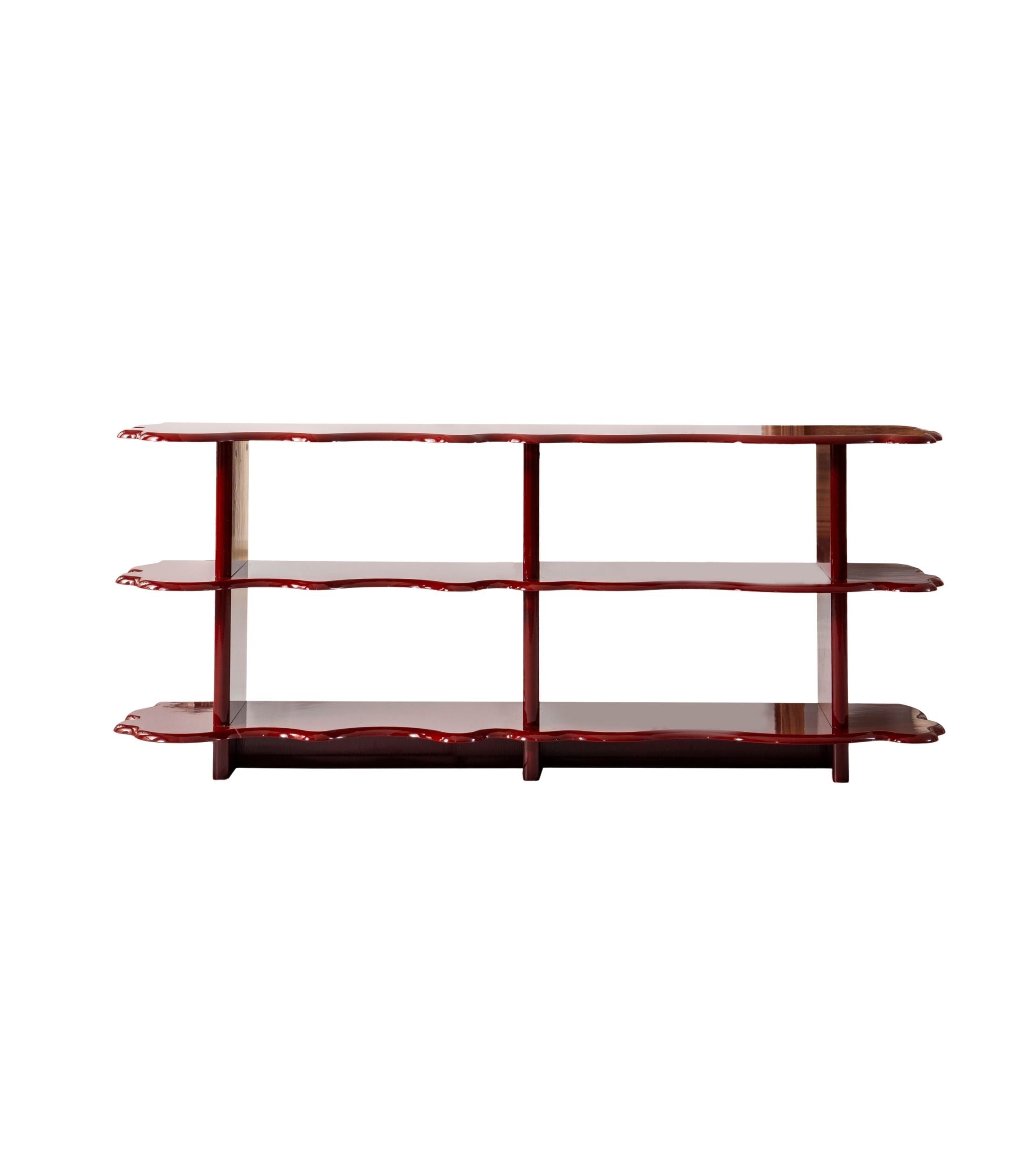Petra High Gloss Lacquered Wooden Console Red