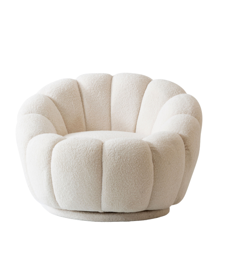 Potter Quilted Swivel Teddy Armcahir Beige