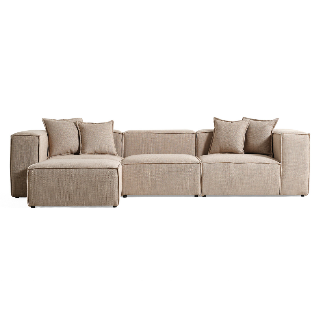 Volye Comfort Köşe Koltuk Dokuma Keten Koyu Bej 1003