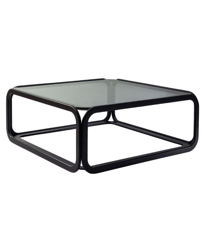 Zeugma Wooden Glass Detail Center Coffee Table Black